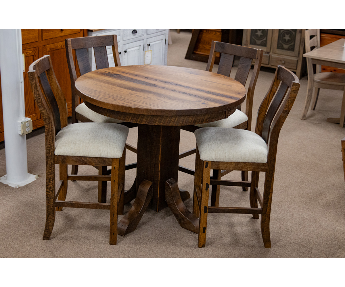 Preston Table with Silverton Bar Fabric Seat Memory Lane Furniture