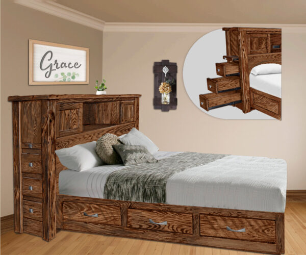 Reclaimed Drawer Bed