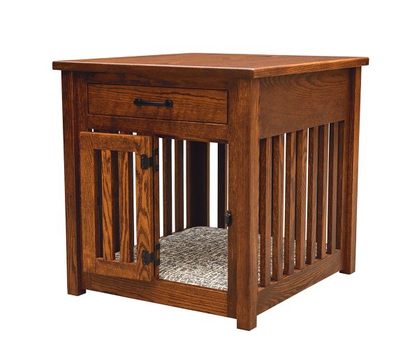 Macy Pet End Table with Wooden Slats and Drawer