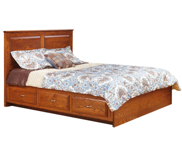 Raised Panel Bed With Storage Rails