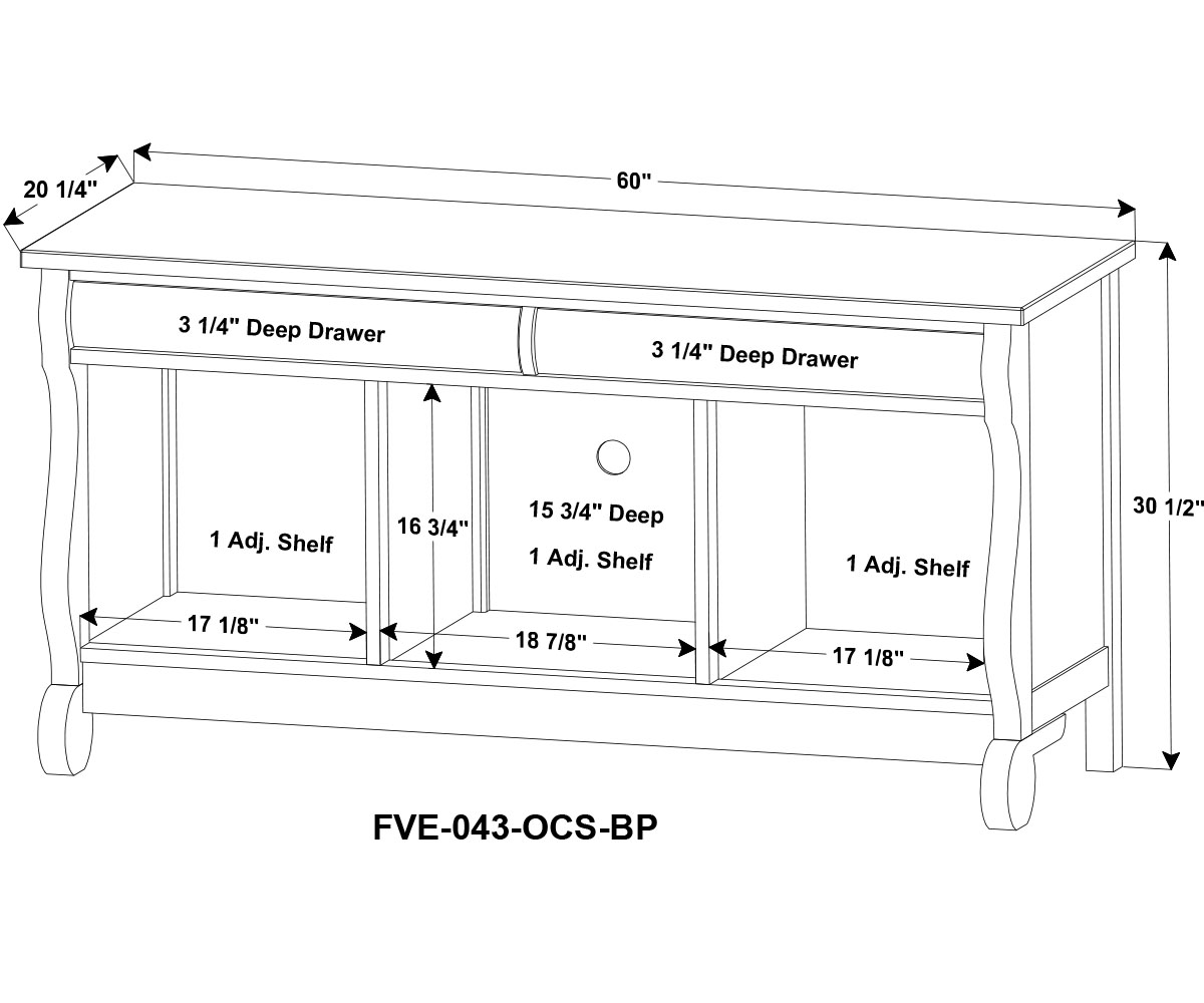 Old Classic Sleigh Media Stand - 60"W - Image 2