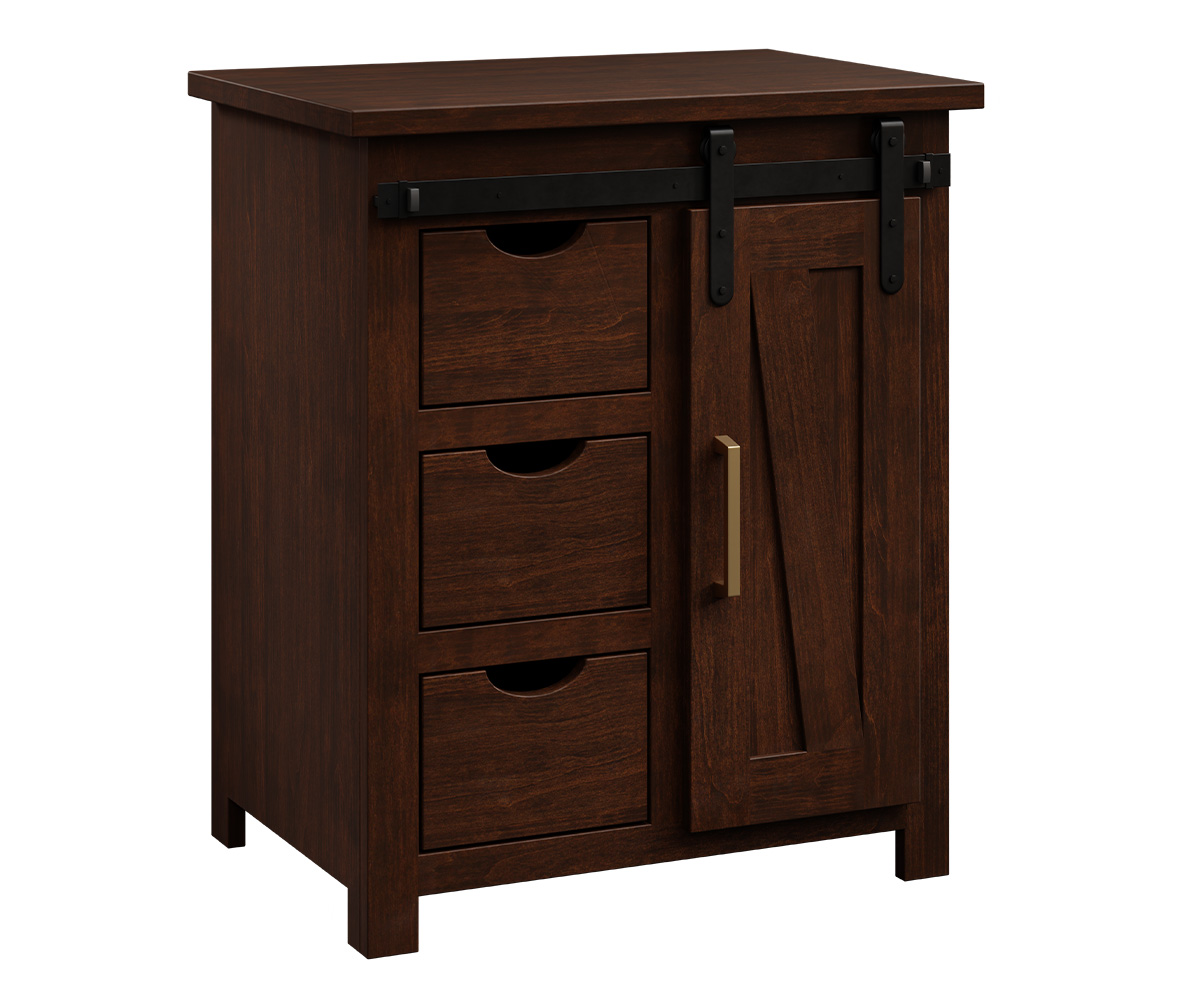 Barndoor 3 Drawer Nightstand with Door